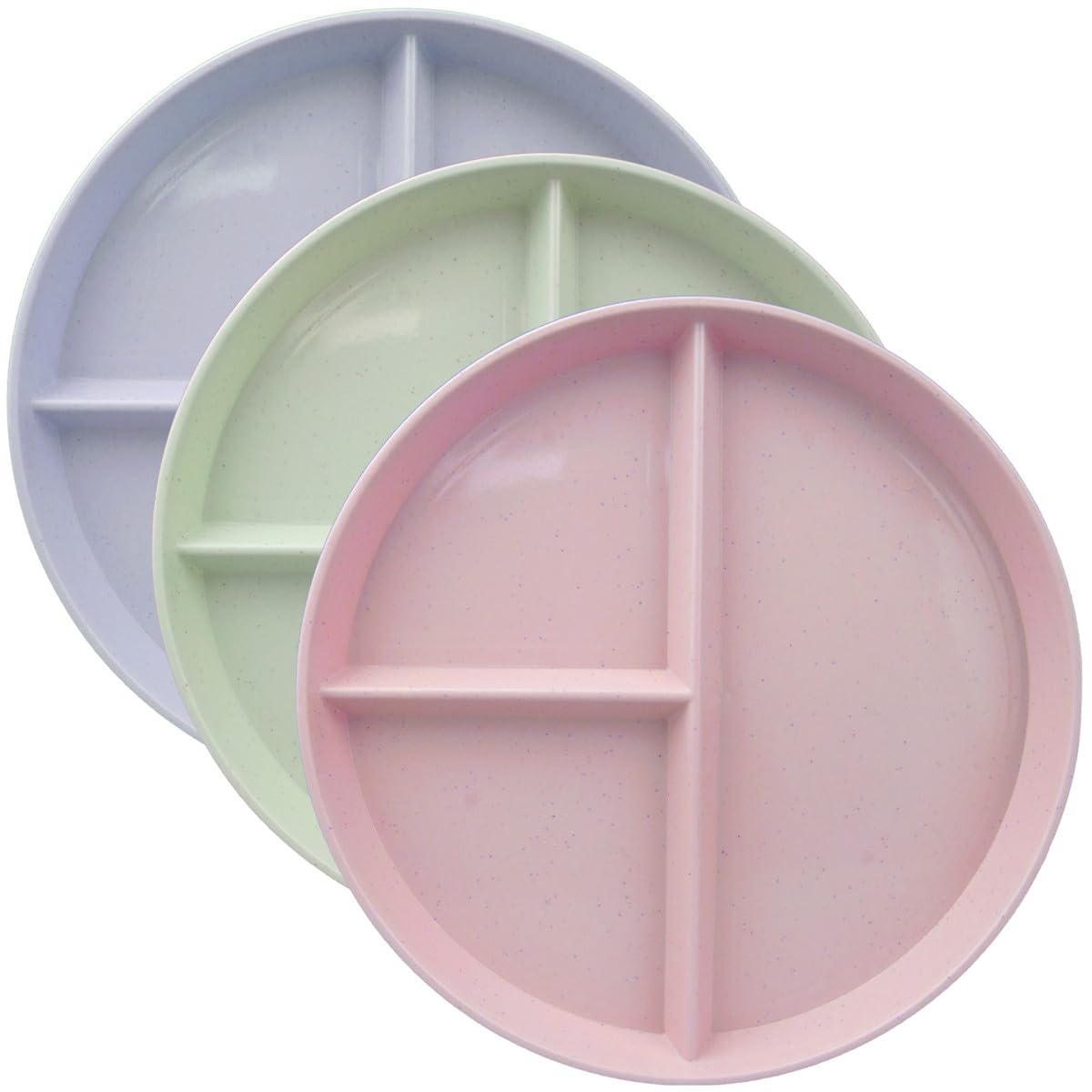 Soptalles 3 Pack Divided Plates for Adults Portion Control Plates Compartment Plates Lightweight Reusable Dinnerware Dinner Plates