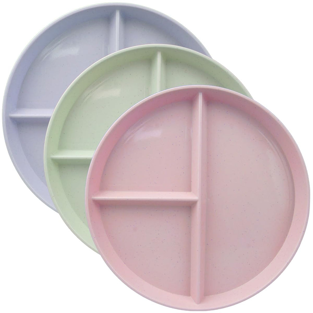 Soptalles 3 Pack Divided Plates for Adults Portion Control Plates Compartment Plates Lightweight Reusable Dinnerware Dinner Plates